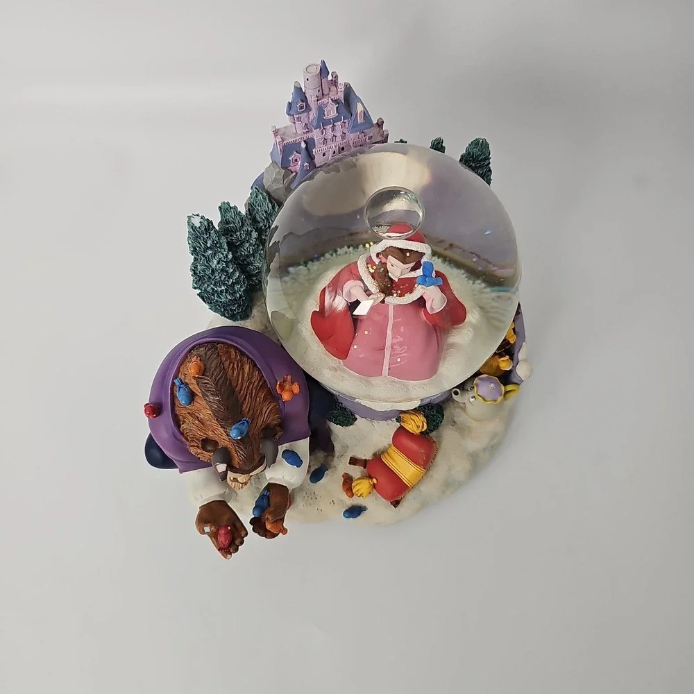 Disney Beauty and the Beast Snow Globe Something There Musical Bird Feeding READ